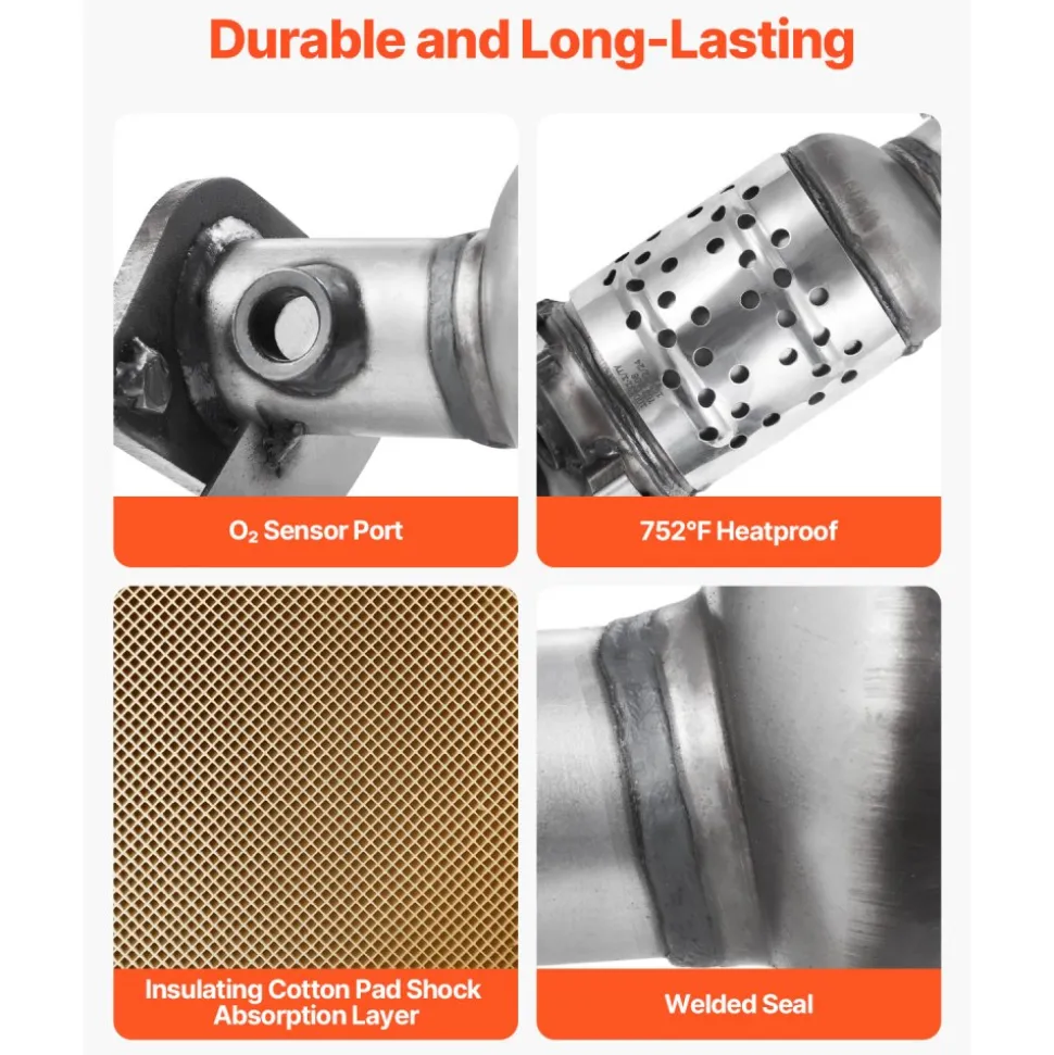 VEVOR Catalytic Converter, 2 Pack, Compatible with 2004-2006 Jeep Wrangler 4.0L L6, Front, Rear, Replacement OE 645174, Stainless Steel Material High Flow Converter, for Exhaust Gas Purification