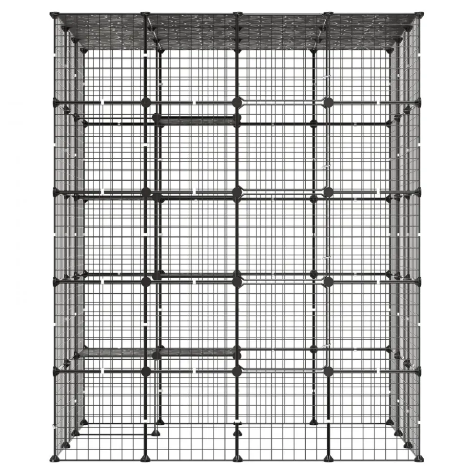 VEVOR Cat Cage 5-Tier 55"x40.98"x68.98" DIY Cat Playpen Indoor Enclosure, Detachable Metal Wire Kennel Crate with 5 Doors, Large Exercise Place Ideal for 2-3 Cats, Kittens and Small Animals, Black