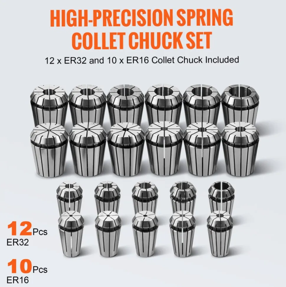 VEVOR CAT40 Collet Holder ER 16/32 Collet Set, 35 PCs, SLN FMB ER16/32 APU Tool Holders Spring Steel Collet Chucks with 10 Pull Studs and 3 Wrenches, for Milling Machine Drill Presses Boring Machine