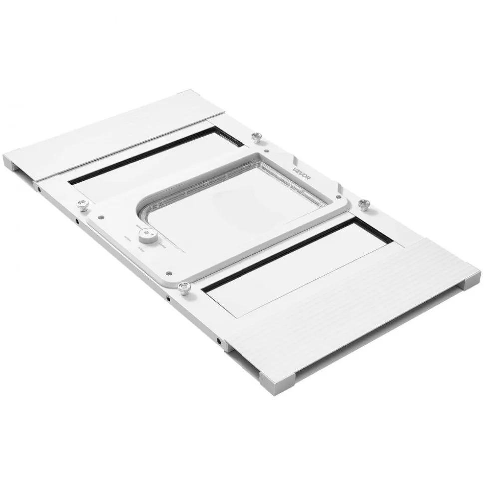 VEVOR Cat Door for Window, Adjustable to Fit Window Width 23"-28", 4 Secure Lock Modes, Aluminum Frame and High-Transparency Glass, Magnetic Closure, Weatherproof Quick-Fit Pet Door for Cats, White