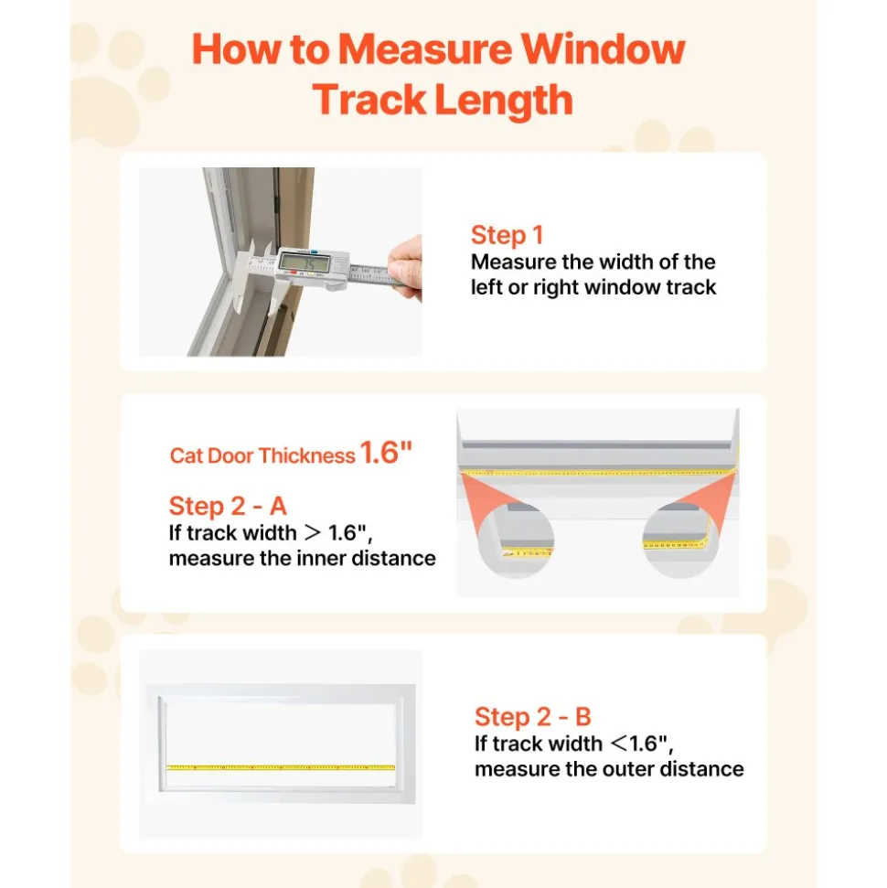 VEVOR Cat Door for Window, Adjustable to Fit Window Width 35"-40", 4 Secure Lock Modes, Aluminum Frame and High-Transparency Glass, Magnetic Closure, Weatherproof Quick-Fit Pet Door for Cats, White
