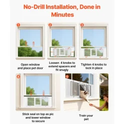 VEVOR Cat Door for Window, Adjustable to Fit Window Width 35