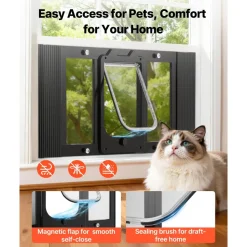 VEVOR Cat Door for Window, Adjustable to Fit Window Width 27