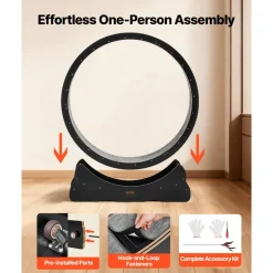 VEVOR Cat Exercise Wheel, 48 in Wooden Cat Running Wheel for Indoor Cats up to 28 lbs, Cats Treadmill with Carpeted Runway & Locking Mechanism, Quiet Kitten Sport Toys for Pets Fitness & Health, Black