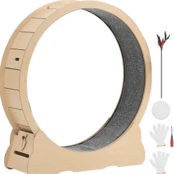 VEVOR Cat Exercise Wheel, 48 in Wooden Cat Running Wheel for Indoor Cats up to 28 lbs, Cats Treadmill with Carpeted Runway & Locking Mechanism, Quiet Roller Kitten Sport Toys for Pets Fitness & Health