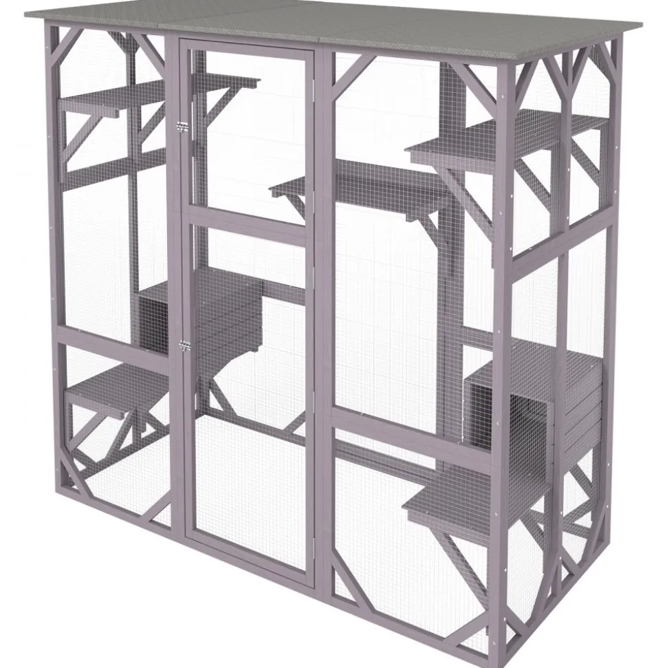 VEVOR Cat House Outdoor, 7-Tier Large Catio, Cat Enclosure with 5 Platforms, 2 Resting Boxes & Large Front Door, 71.2 x 34.6 x 66.5 inch