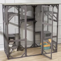 VEVOR Cat House Outdoor, 7-Tier Large Catio, Cat Enclosure with 5 Platforms, 2 Resting Boxes & Large Front Door, 71.2 x 34.6 x 66.5 inch