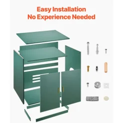 VEVOR Cat Litter Box Enclosure, 31.5 in Hidden Litter Box Cabinet, Wooden Indoor Cat Washroom with Ventilated Holes, Double-Door Kitty Pet House Furniture, End Side Table Fit Most Litterboxes