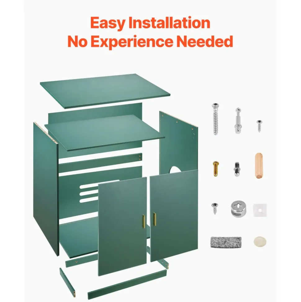 VEVOR Cat Litter Box Enclosure, 31.5 in Hidden Litter Box Cabinet, Wooden Indoor Cat Washroom with Ventilated Holes, Double-Door Kitty Pet House Furniture, End Side Table Fit Most Litterboxes