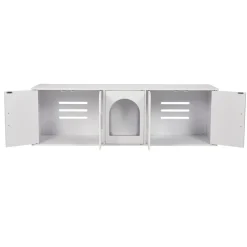 VEVOR Cat Litter Box Enclosure for 2 Cats, Litter Box Furniture Hidden with Double Rooms, Wooden Cat Box Cabinet Fit Most of Litter Box, 57.9