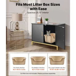 VEVOR Cat Litter Box Enclosure Furniture, 47.2 in Hidden Litter Box Cabinet with Scratch Pad & Storage, Waterproof Cat Washroom End Table Cat House, Fit Most of Litterbox, for Bedroom Living Room