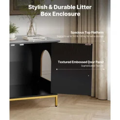 VEVOR Cat Litter Box Enclosure Furniture, 47.2 in Hidden Litter Box Cabinet with Scratch Pad & Storage, Waterproof Cat Washroom End Table Cat House, Fit Most of Litterbox, for Bedroom Living Room