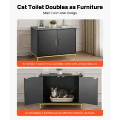 VEVOR Cat Litter Box Enclosure Furniture, 47.2 in Hidden Litter Box Cabinet with Scratch Pad & Storage, Waterproof Cat Washroom End Table Cat House, Fit Most of Litterbox, for Bedroom Living Room