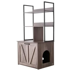 VEVOR Cat Litter Box Enclosure Furniture, 23.6 in Hidden Litter Box Cabinet with Storage Shelves, Modern Style, Waterproof Cat Washroom Side Table Cat House, Fit Most of Litterbox, for Living Room