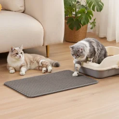 VEVOR Cat Litter Mat, 24 x 15 in, Double-Layer Litter Box Mat, Non-Slip & Urine-Proof Litter-Trapping Mats for Indoor Cats, Honeycomb Design, Soft on Paws, Washable Large Kitty Mats for Floor