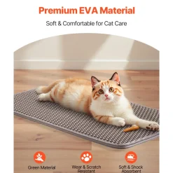 VEVOR Cat Litter Mat, 24 x 15 in, Double-Layer Litter Box Mat, Non-Slip & Urine-Proof Litter-Trapping Mats for Indoor Cats, Honeycomb Design, Soft on Paws, Washable Large Kitty Mats for Floor