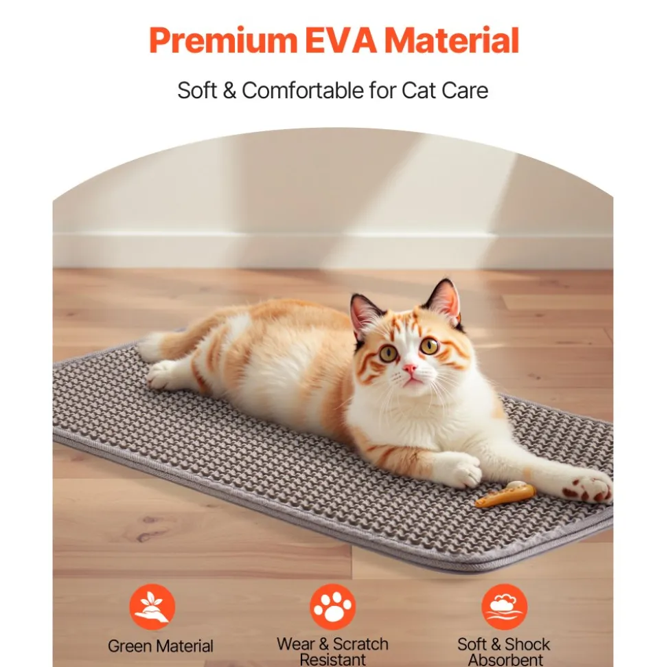VEVOR Cat Litter Mat, 24 x 15 in, Double-Layer Litter Box Mat, Non-Slip & Urine-Proof Litter-Trapping Mats for Indoor Cats, Honeycomb Design, Soft on Paws, Washable Large Kitty Mats for Floor
