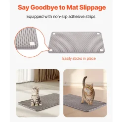 VEVOR Cat Litter Mat, 24 x 15 in, Double-Layer Litter Box Mat, Non-Slip & Urine-Proof Litter-Trapping Mats for Indoor Cats, Honeycomb Design, Soft on Paws, Washable Large Kitty Mats for Floor