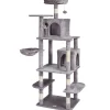 VEVOR Cat Tree for Indoor Cats, 68.5" Cat Tower with 2 Cat Condos, Sisal Scratching Post, Hammock, Top Perch, Jumping Platforms, Large Cat Furniture Activity Center with Hang Ball, Light Grey