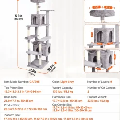VEVOR Cat Tree for Indoor Cats, 72