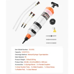 VEVOR 1500CC Fluid Extractor, Manual Automotive Fluid Pump Extractor, Oil Syringe with Long Hose and Extension Tubes Easy Oil Change, Suction Pump for Lawn Mowers Cars Ships Golf Carts Motorcycles
