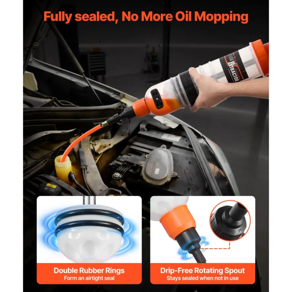 VEVOR 1500CC Fluid Extractor, Manual Automotive Fluid Pump Extractor, Oil Syringe with Long Hose and Extension Tubes Easy Oil Change, Suction Pump for Lawn Mowers Cars Ships Golf Carts Motorcycles
