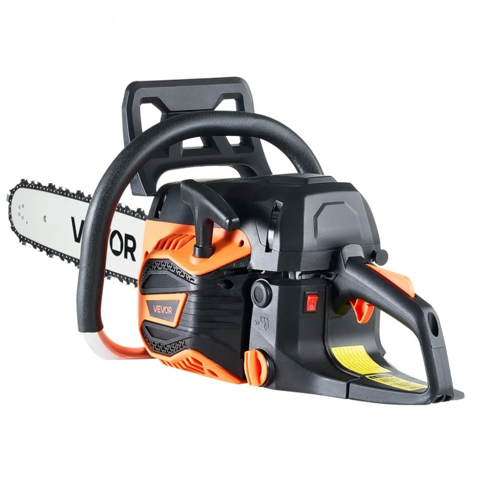 VEVOR 62 cc Gas Chainsaw, 20 inch Gas Powered Chainsaw, 3.8 HP Power Chain Saw with Non-Slip Handle, Gas-Powered Chainsaws with Dual Fuel Tanks, For Wood Cutting, Tree Trimming, and Land Clearing