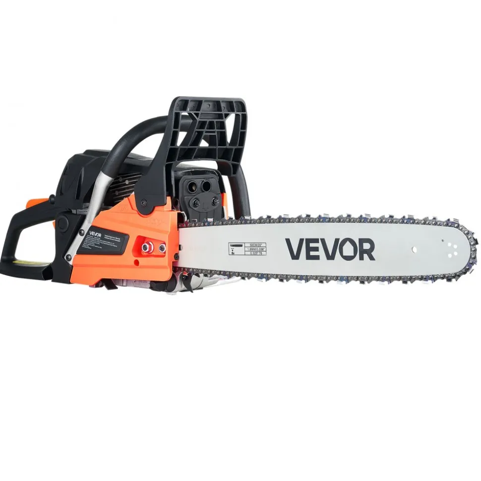VEVOR 62 cc Gas Chainsaw, 20 inch Gas Powered Chainsaw, 3.8 HP Power Chain Saw with Non-Slip Handle, Gas-Powered Chainsaws with Dual Fuel Tanks, For Wood Cutting, Tree Trimming, and Land Clearing