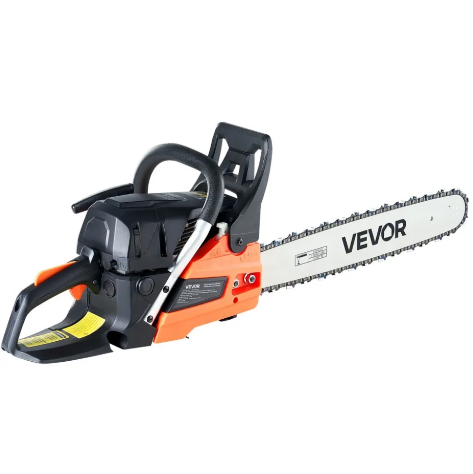 VEVOR 62 cc Gas Chainsaw, 20 inch Gas Powered Chainsaw, 3.8 HP Power Chain Saw with Non-Slip Handle, Gas-Powered Chainsaws with Dual Fuel Tanks, For Wood Cutting, Tree Trimming, and Land Clearing