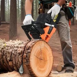 VEVOR 62 cc Gas Chainsaw, 20 inch Gas Powered Chainsaw, 3.8 HP Power Chain Saw with Non-Slip Handle, Gas-Powered Chainsaws with Dual Fuel Tanks, For Wood Cutting, Tree Trimming, and Land Clearing