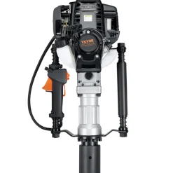 VEVOR 37.77cc Gas-Powered T Post Driver, 4-Stroke Engine Gasoline Fence Piling Pounder, with 2 Post Driving Head(55/70 mm) , 1000W Portable Piledriver For Farm, Ranch Fencing, Road Improvements
