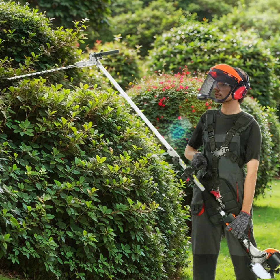 VEVOR 43CC 6-in-1 Multi-Functional Trimming Tools, Gas Hedge Trimmer, Weed Eater, String Trimmer, Brush Cutter, Edger, Pole Saw Chainsaw Pruner with Extension Pole