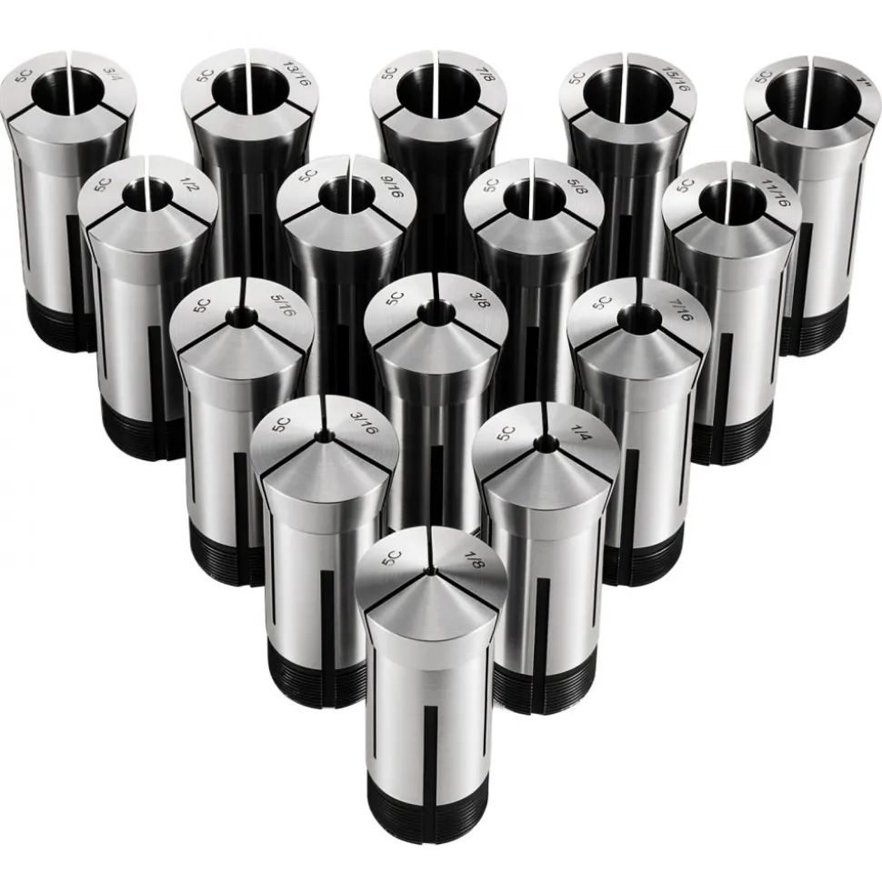 VEVOR 5C Collet Set 1/8"-1" 15 Piece Precision 5C Round Collet Chuck Set, for Milling Machine Drill Presses, 0.0008" TIR High Concentricity, Lathe Chuck Tool with Storage Case, Hardened & Ground