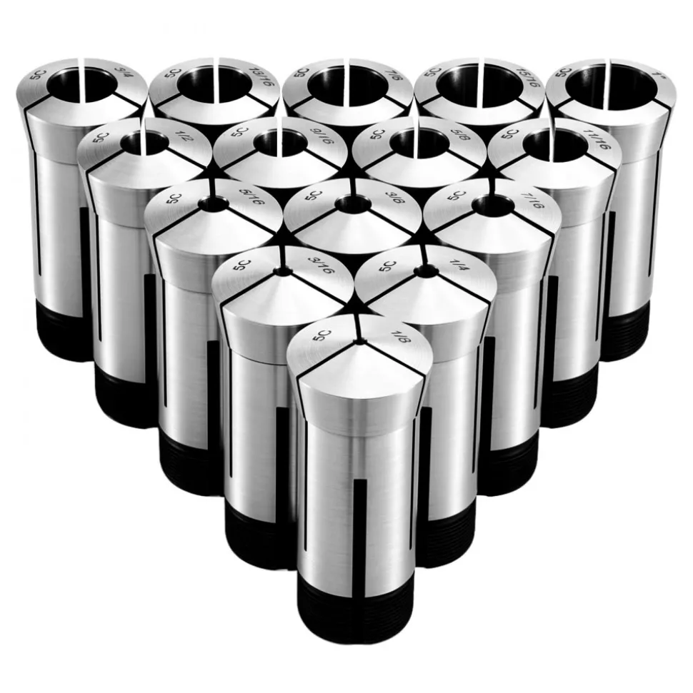 VEVOR 5C Collet Set 1/8"-1" 15 Piece Precision 5C Round Collet Chuck Set, for Milling Machine Drill Presses, 0.0008" TIR High Concentricity, Lathe Chuck Tool with Storage Case, Hardened & Ground