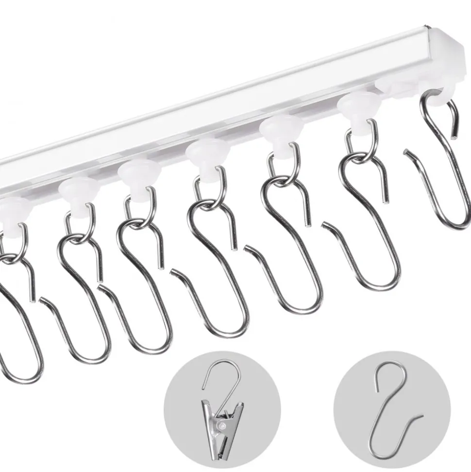 VEVOR Ceiling Curtain Track Set, 9.9 FT/3 Meter, Self Adhesive, No Drill Ceiling Track System for Curtains, Room Divider Curtain Track Ceiling Mounted for Living Room with Hooks and Hardware, White