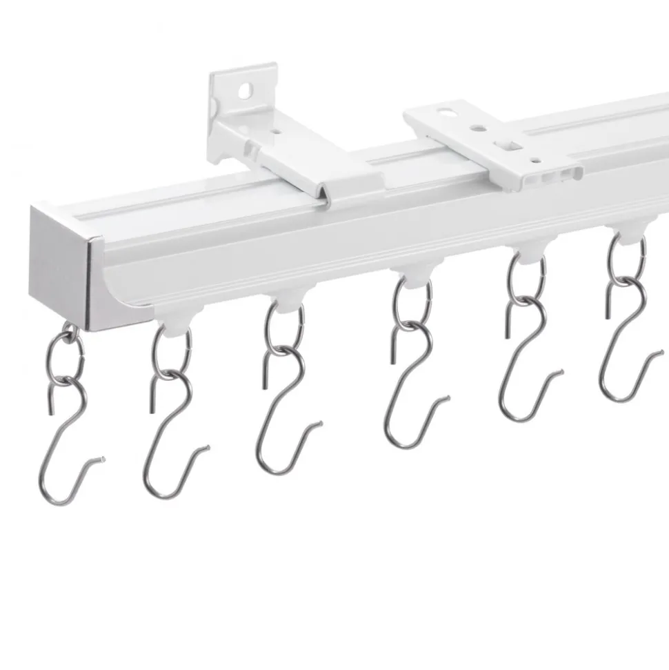 VEVOR Ceiling Curtain Track Set, 17.7 FT/5.4 Meter, Sliding Ceiling Track System for Curtains, Room Divider Curtain Track Ceiling/Wall Mounted for Living Room Bedroom with Hooks and Hardware, White