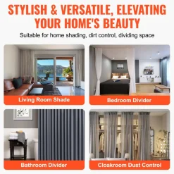 VEVOR Ceiling Curtain Track Set, 8.9 FT/2.7 Meter, Sliding Ceiling Track System for Curtains, Room Divider Curtain Track Ceiling/Wall Mounted for Living Room Bedroom with Hooks and Hardware, White