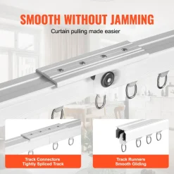VEVOR Ceiling Curtain Track Set, 8.9 FT/2.7 Meter, Sliding Ceiling Track System for Curtains, Room Divider Curtain Track Ceiling/Wall Mounted for Living Room Bedroom with Hooks and Hardware, White