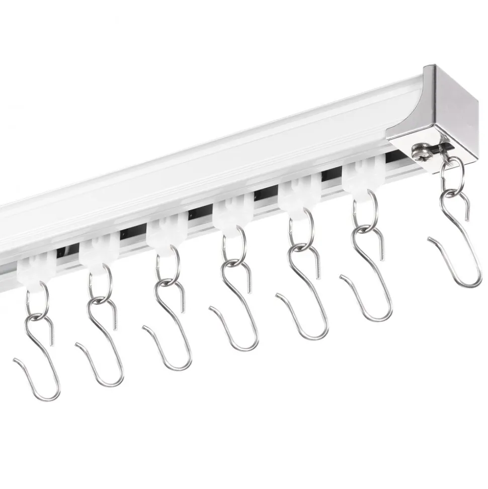 VEVOR Ceiling Curtain Track Set, 8.9 FT/2.7 Meter, Sliding Ceiling Track System for Curtains, Room Divider Curtain Track Ceiling/Wall Mounted for Living Room Bedroom with Hooks and Hardware, White
