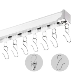 VEVOR Ceiling Curtain Track Set, 8.9 FT/2.7 Meter, Sliding Ceiling Track System for Curtains, Room Divider Curtain Track Ceiling/Wall Mounted for Living Room Bedroom with Hooks and Hardware, White