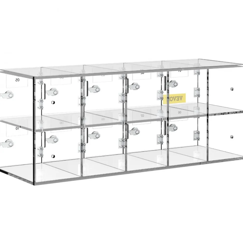 VEVOR Cell Phone Storage Locker, 10 Slots Acrylic Material with Door Locks and Keys, Wall-Mounted Cabinet Pocket Office Classroom Gym Box, Clear