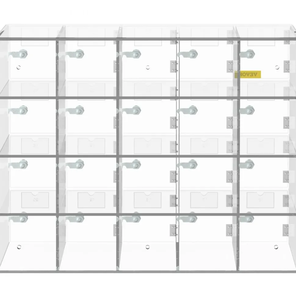 VEVOR Cell Phone Storage Locker, 20 Slots Acrylic Material with Door Locks and Keys, Wall-Mounted Cabinet Pocket Office Classroom Gym Box, Clear
