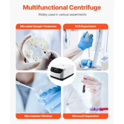 VEVOR Centrifuge Machine, 100-1900xg RCF Electric Laboratory Centrifuge Machine with 1 Rotor for 2/5/10/15ml Tube Capacity, Low Speed 500-4000rpm with Timer, Widely Used in Various Experiments