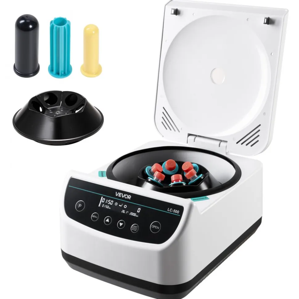 VEVOR Centrifuge Machine, 100-2100xg RCF Electric Laboratory Centrifuge Machine with 1 Rotor for 2/5/10/15/50ml Tube Capacity, Low Speed 500-4000rpm with Timer, Widely Used in Various Experiments