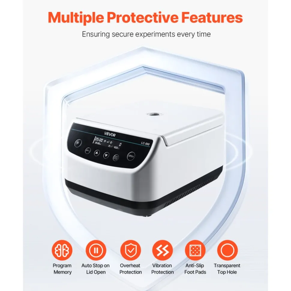 VEVOR Centrifuge Machine, 100-2100xg RCF Electric Laboratory Centrifuge Machine with 1 Rotor for 2/5/10/15/50ml Tube Capacity, Low Speed 500-4000rpm with Timer, Widely Used in Various Experiments