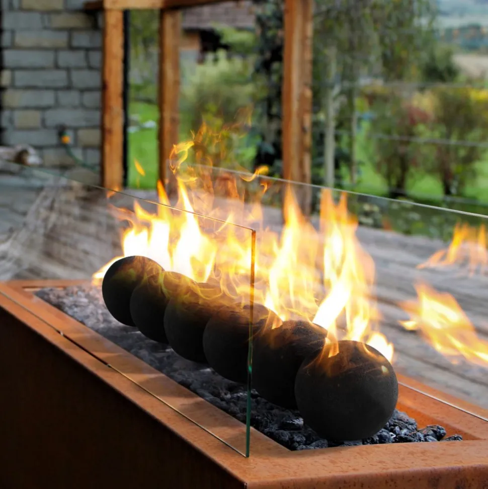 VEVOR Ceramic Fire Balls, 5 Inch 6 Pcs Round Fire Stones, Reusable Lava Rocks Indoor and Outdoor Use, Decorative Fire Pit Rocks for Propane/Gas Fireplace, Stove, Courtyard, Camping, Black