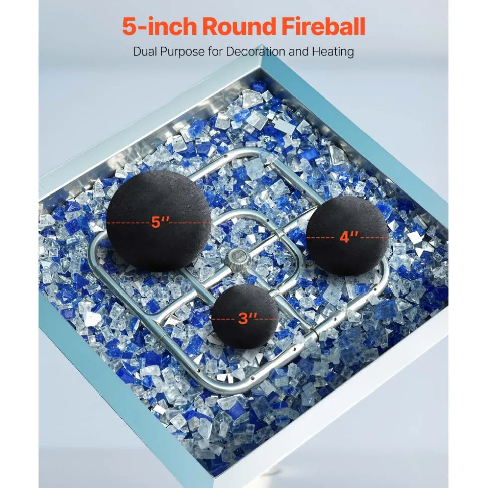 VEVOR Ceramic Fire Balls, 5 Inch 6 Pcs Round Fire Stones, Reusable Lava Rocks Indoor and Outdoor Use, Decorative Fire Pit Rocks for Propane/Gas Fireplace, Stove, Courtyard, Camping, Black