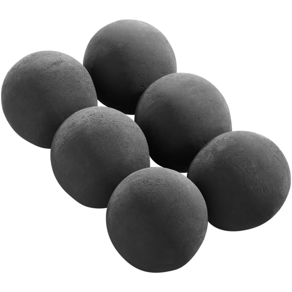 VEVOR Ceramic Fire Balls, 5 Inch 6 Pcs Round Fire Stones, Reusable Lava Rocks Indoor and Outdoor Use, Decorative Fire Pit Rocks for Propane/Gas Fireplace, Stove, Courtyard, Camping, Black