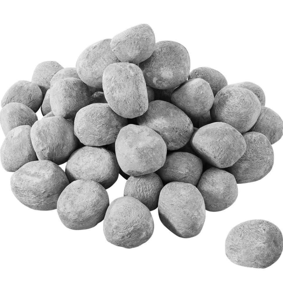 VEVOR Ceramic Fire Pebble Stones, 1-2 inch 48 Pcs Lava Rocks, Reusable Fire Pit Stones Indoor and Outdoor Use, Decorative Firepit Rocks for Propane/Gas Fireplace, Stove, Courtyard, Camping