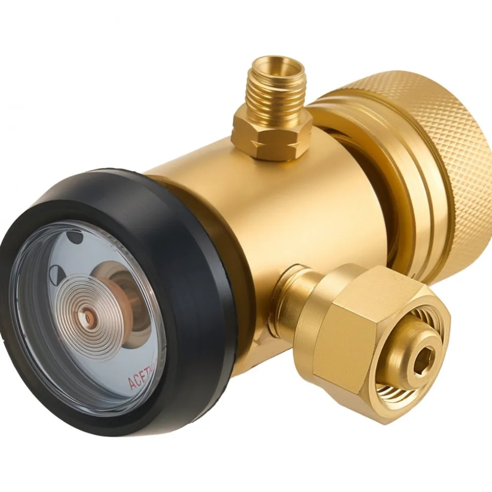 VEVOR CGA200 Acetylene Regulator for Small MC Tanks, AR-MC Air Acetylene Regulator Gauge with 3/8"-24 LH Outlet Connection, Heavy-Duty Brass Body for Welding Brazing Applications